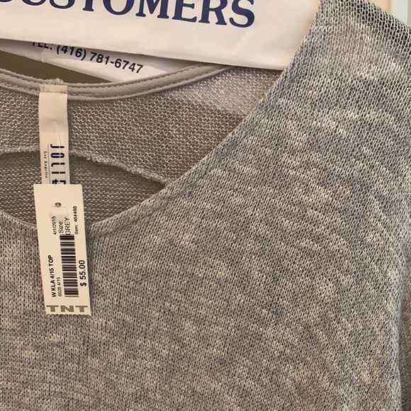 Jolie Los Angeles. Grey Top. S. Knit - Picture 3 of 4